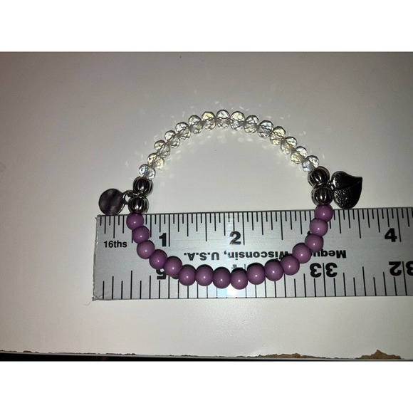 Lavender & Clear Beads Bracelet with Silver-Tone Charms! - Picture 5 of 6